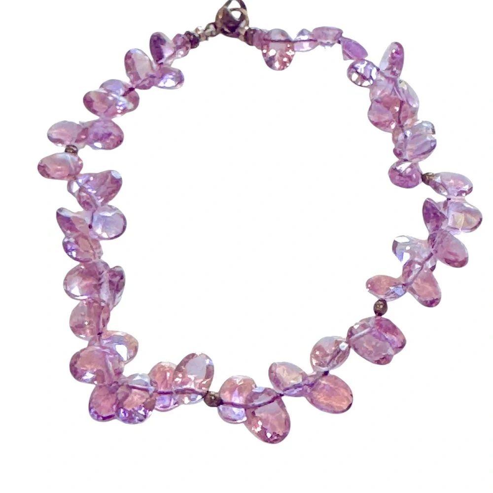 Elegant Purple Gemstone Flower Petal Bracelet. EUC